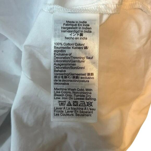 NWT J.Crew White Smocked Peplum Top XS Tie-Strap Blue Embroidery Poplin - Picture 7 of 8